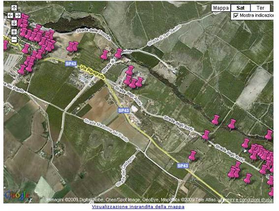 La mappa delle tombe dipinte di Tarquinia