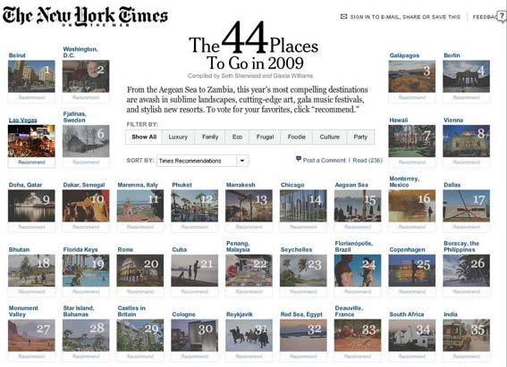 La classifica dei luoghi da visitare del NY Times