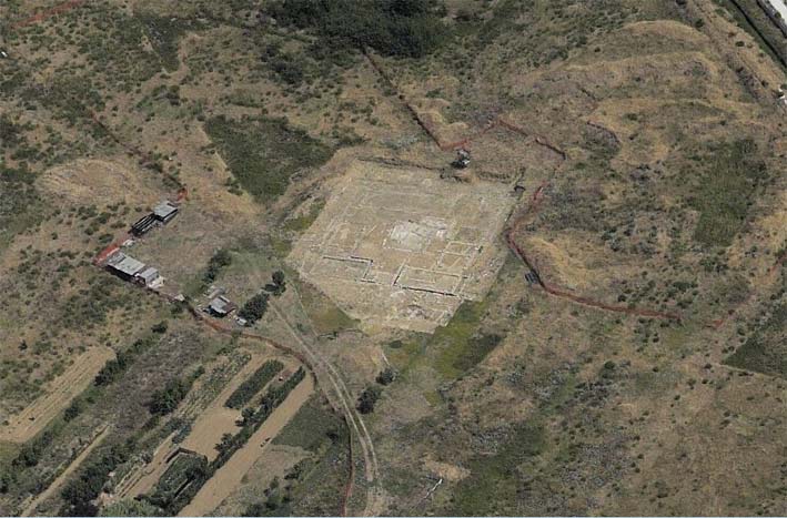 Veduta aerea dell'area archeologica di Gonfienti