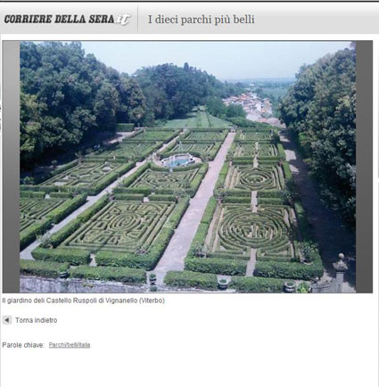 Il giardino all'italiana del palazzo di Vignanello su corriere.it