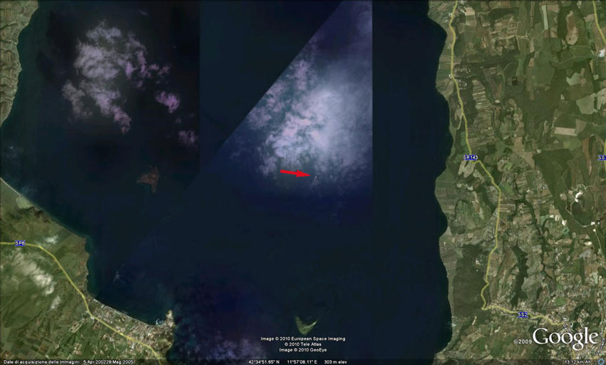Il punto del lago in cui operava l'aereo Il punto del lago in cui operava l'aereo