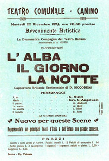 Locandina de L'Alba, il Giorno, la Notte. Collezione privata M. Ballerini