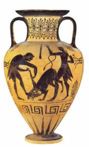 Herakles in lotta contro il leone Nemeo. 
Anfora, Museum of Fine Arts Richmond Virginia  
 
