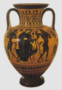 Thiasos dionisiaco (Dioniso e Arianna tra due satiri).
