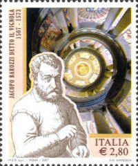 Dalla serie 500� anniversario della nascita di Jacopo Barozzi detto il Vignola,  il Vignola e scala a chiocciola di Palazzo Farnese, a Caprarola - 1 ottobre 2007