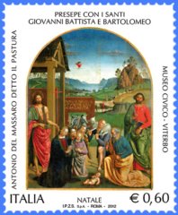 Presepe del Pastura, dipinto conservato al Museo Civico di
       Viterbo  Valore nominale € 0,60 – Anno 2012
