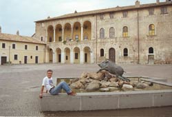 Il cinghiale nella piazza di Cerveteri